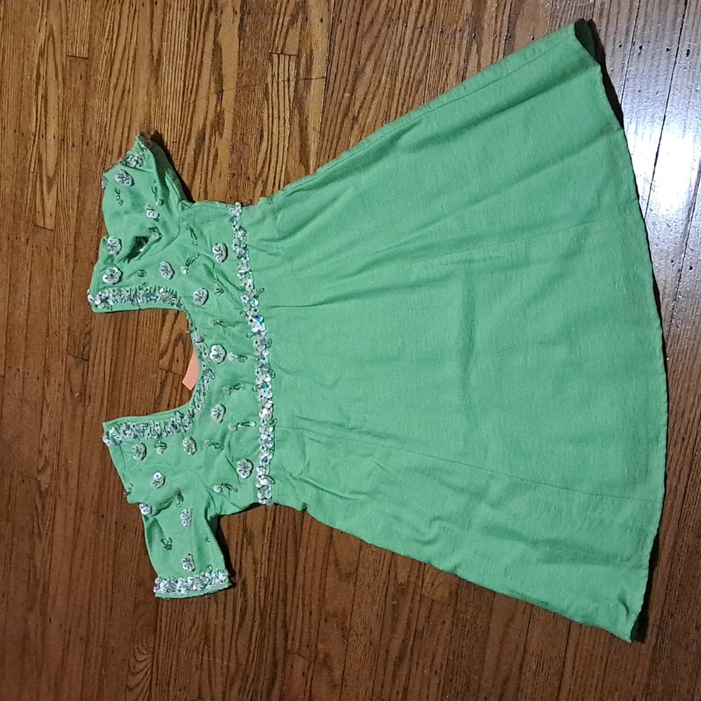 Green embezzled dress size 10 asos
